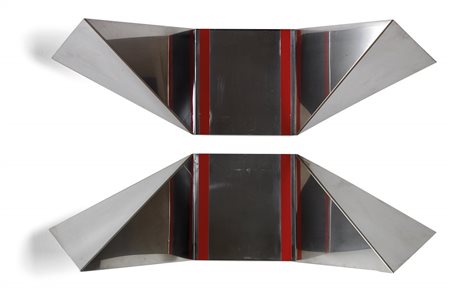 LORENZETTI CARLO (1934-) Sopra/sotto 1970acciaio inox, smalto rosso (due...