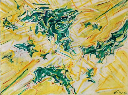 CLAUDIO OLIVIERI (1934-) Strutture diagonali 1966olio su tela cm...