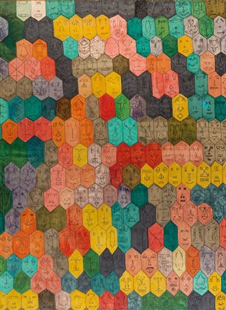 ALIGHIERO BOETTI (1940-1994) Faccine 1977intervento a mano su manifesto...