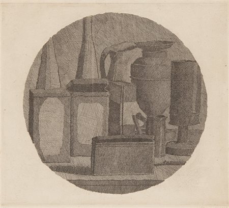 GIORGIO MORANDI (1890-1964) Natura morta in un tondo 1942acquaforte su rame...