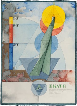 GIO POMODORO (1930-2002) Ekate 1985acquerello e tecnica mista su carta cm...
