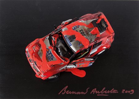 BERNARD AUBERTIN (1934-2015) Voiture brulée 2009automobile bruciata su tavola...