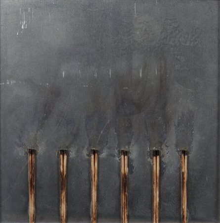 BERNARD AUBERTIN (1934-2015) Dessin de Feu 2010tecnica mista (fiammiferi su...