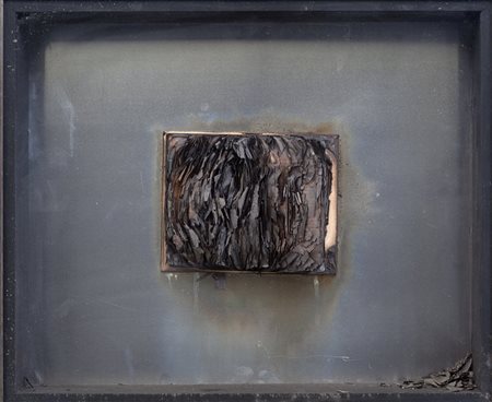 BERNARD AUBERTIN (1934-2015) Livre brulè 1974libro bruciato su metallo cm...