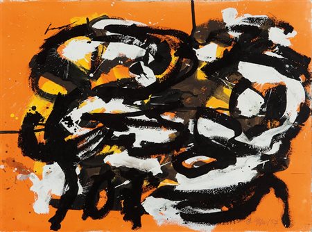 KAREL APPEL (1921-2006) Senza titolo 1957tecnica mista su carta cm...