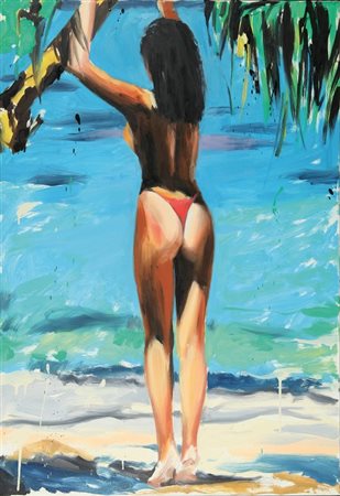 JANUSZ HAKA (1951-) Senza titolo acrilico su tela cm 100x70firmato in basso...