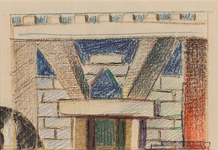 ENRICO PRAMPOLINI (1896-1956) Bozzetto di Scena da Edipo Re 1946matita su...