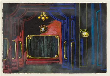 ENRICO PRAMPOLINI (1896-1956) Caffè degli specchi 1953tempera su cartoncino...