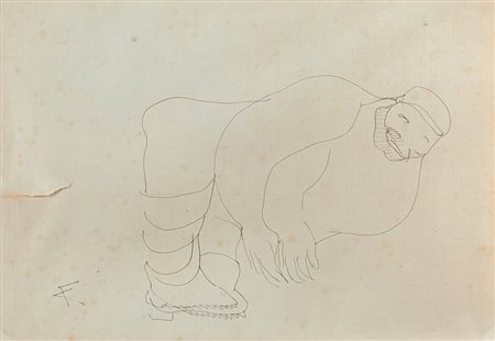 LORENZO VIANI (1882-1936) Lotto di due disegniSenza titolo (Uomo seduto)china...