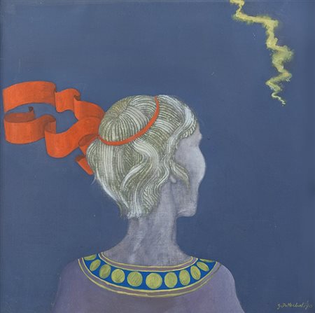GIOXE DE MICHELI (1947-) La ragazza e il fulmine 1970olio su tela cm...