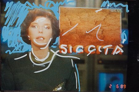 MARIO SCHIFANO (1934-1998) Senza titolo 1990-97tecnica mista su fotografia cm...