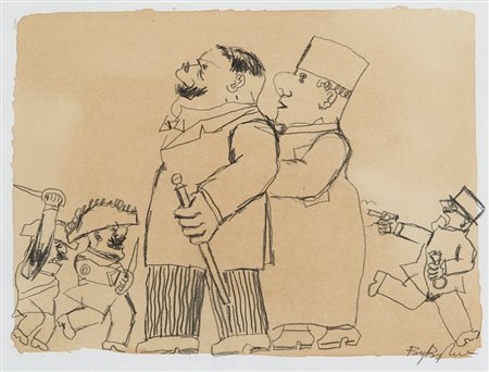 FRANZ BORGHESE (1941-2005) Coniugi e inseguimento 2000carboncino su carta cm...