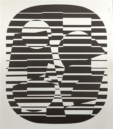VICTOR VASARELY (1906-1997) Zeta 1955serigrafia su alluminio cm...