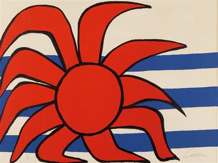 ALEXANDER CALDER (1898-1976) Komposition litografia a colori cm...