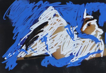 SCHIFANO MARIO (1934 - 1998) Senza titolo. Tecnica mista su fotografia. Cm...