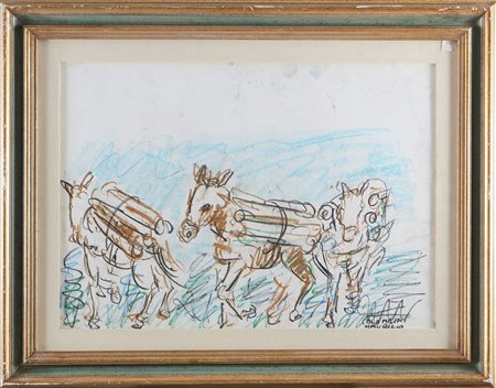 COLOMBINI MAURILIO (n. 1933) Senza titolo. . Pastello su carta. Cm 78,00 x...