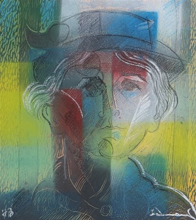 SCHINASI DANIEL (n. 1933) Senza titolo. . 1983. Tecnica mista su cartoncino....