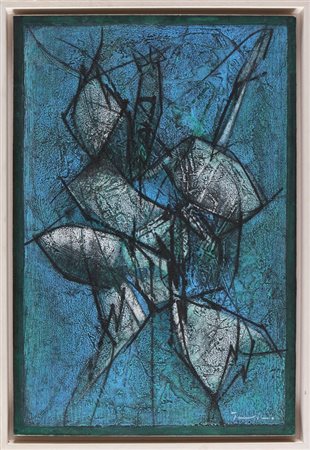 PROVINO SALVATORE (n. 1943) Senza titolo. Tecnica mista su carta applicata su...