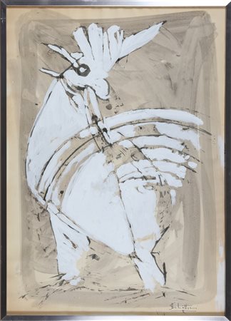 SCHETTINI ULRICO (n. 1932) Gallo. Disegno su carta. Cm 50,00 x 70,00. Firmato...
