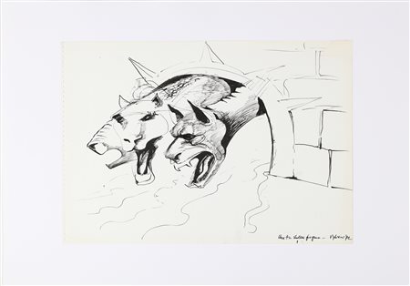 VAGLIERI TINO (1929 - 2000) La fogna. . 1972. Tecnica mista su carta. Cm...