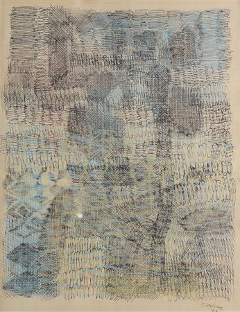 GIORDANO EDOARDO (1904 - 1974) Senza titolo. . 1964. Tecnica mista su carta....