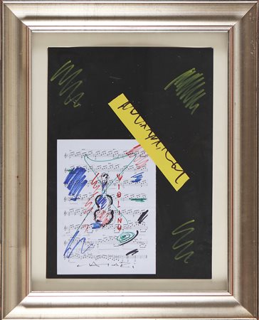 CHIARI GIUSEPPE (1926 - 2007) Violino. Tecnica mista e collage su cartone. Cm...