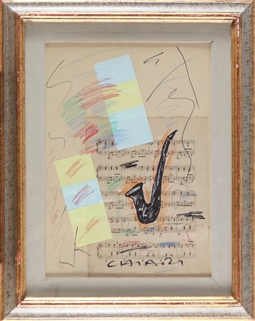 CHIARI GIUSEPPE (1926 - 2007) Senza titolo. Tecnica mista e collage su...