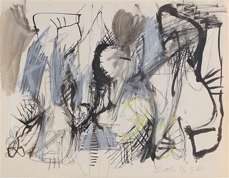 CINTOLI CLAUDIO (1935 - 1978) Senza titolo. . 1961. Tecnica mista su carta....