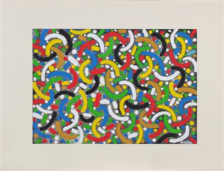 FABBRI AGENORE (1911 - 1998) Giardini pubblici. . Tecnica mista su carta. Cm...