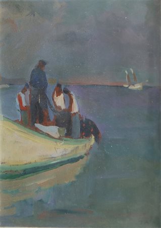 (TATO) GUGLIELMO SANSONI (1896 - 1974) Senza titolo. Olio su tavoletta. Cm...