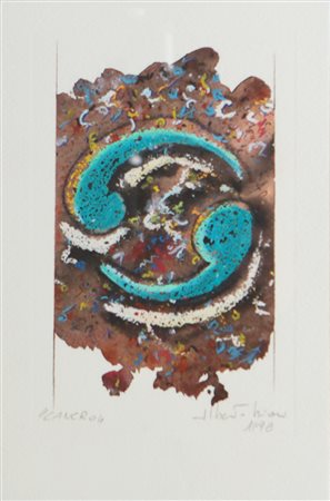 BIASI ALBERTO (n. 1937) Cancro. 1998. Tecnica mista su carta. Cm 19,00 x...