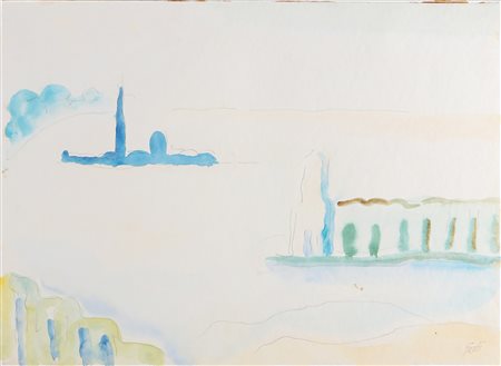 GUIDI VIRGILIO (1891 - 1994) L'isola di San Giorgio. Tecnica mista su carta....