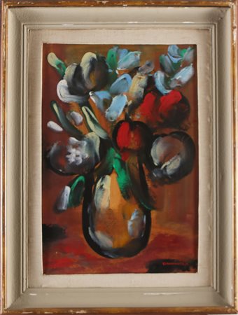 GIANDANTE X (1900 - 1984) Fiori. Olio su masonite. Cm 41,00 x 57,00. Firma in...