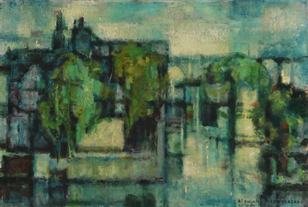 CONVERSANO ROMANO (1920 - 2010) Senza titolo. Olio su tela . Cm 60,00 x...