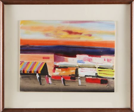 MAGAZZINI SALVATORE (n. 1955) Marrakech. Olio su tavola. Cm 40,00 x 30,00....