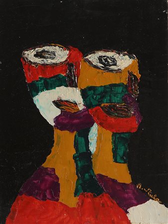 STURLA LUISO (n. 1930) L'intruso. 1974. Olio su tela . Cm 30,00 x 40,00....