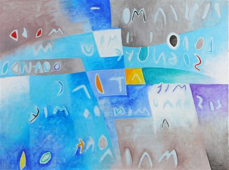 NUCARA RENZO (n. 1955) Scrittura. . 1984. Tecnica mista su tavola. Cm 80,00 x...