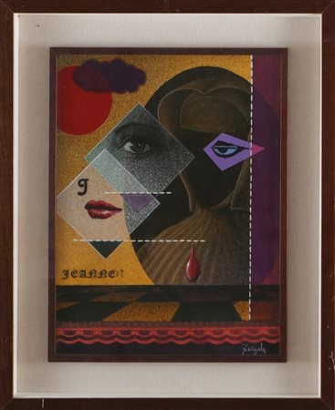 FERGOLA SERGIO (1936 - 1994) Jeanne. Olio su tela . Cm 30,00 x 40,00. Titolo...