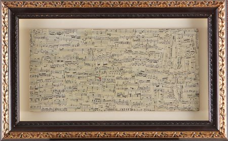 CARMASSI ARTURO (n. 1925) Serenata. Collage su tavola. Cm 51,00 x 24,50. Al...