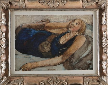 MAZZOTTA AMERICO (n. 1941) Mary Jo. . Olio su tela . Cm 70,00 x 50,00. Firma...