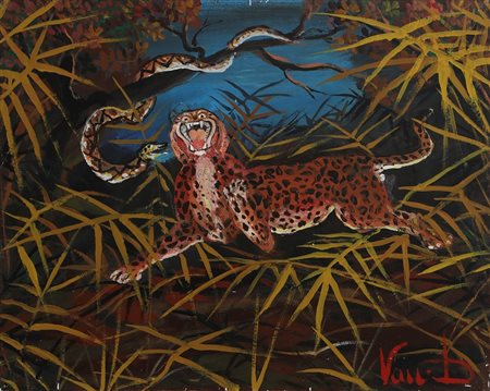 DAOLIO VANDINO (1920 - 2005) Senza titolo. . Olio su faesite. Cm 55,00 x...