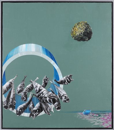 PESCATORI CARLO (n. 1932) Senza titolo. . Olio su tela . Cm 70,00 x 80,00....