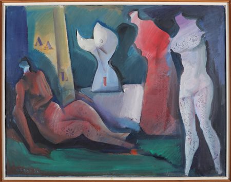 DI PRATA OSCAR (1910 - 2006) Senza titolo. . 1968. Olio su tela . Cm 90,00 x...