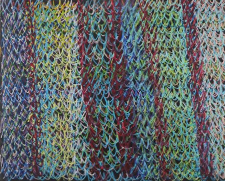 WELLER SIMONA (n. 1940) Mare su fondo nero, omaggio a Pollock. . 1973. Olio...