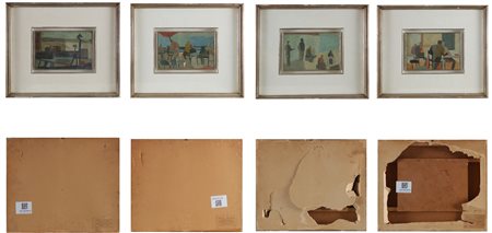 RAMPIN SAVERIO (1930 - 1992) Lotto composto n. 4 opere. Olio su masonite. Cm...
