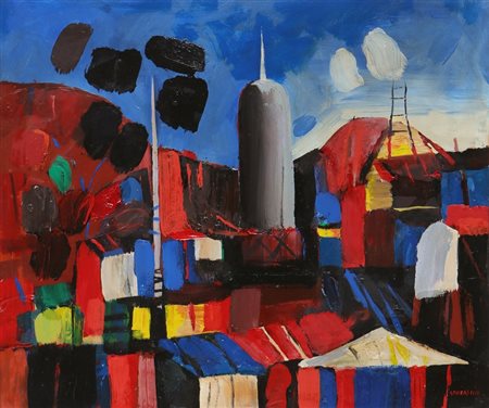 SPREAFICO LEONARDO (1907 - 1974) Senza titolo. 1970. Olio su tela . Cm 60,00...