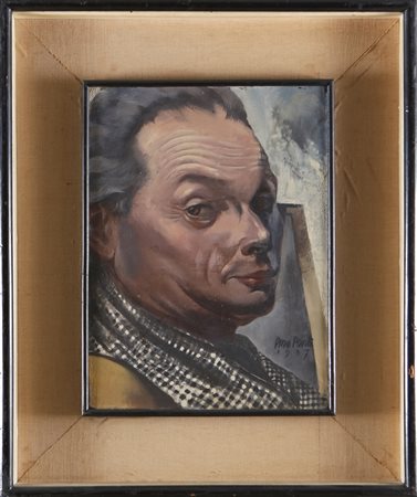 PONTI PINO (1905 - 1999) Autoritratto. 1957. Olio su tela . Cm 31,00 x 41,00....