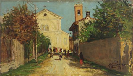 GONZAGA GIOVAN FRANCESCO (1921 - 2007) La Chiesetta bianca. 1949. Olio su...