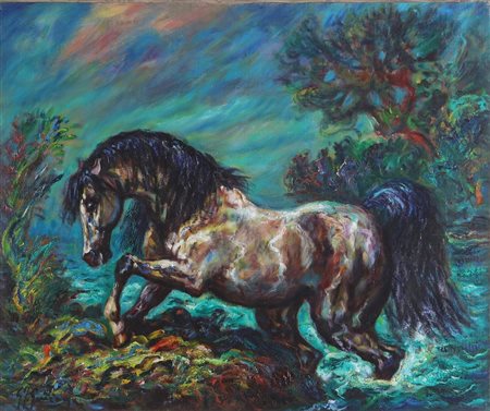 GONZAGA GIOVAN FRANCESCO (1921 - 2007) Corsiero uscente dalle acque. 1968....