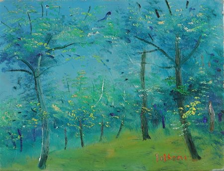 LILLONI UMBERTO (1898 - 1980) Bosco. 1967. Olio su tela . Cm 24,00 x 18,00....